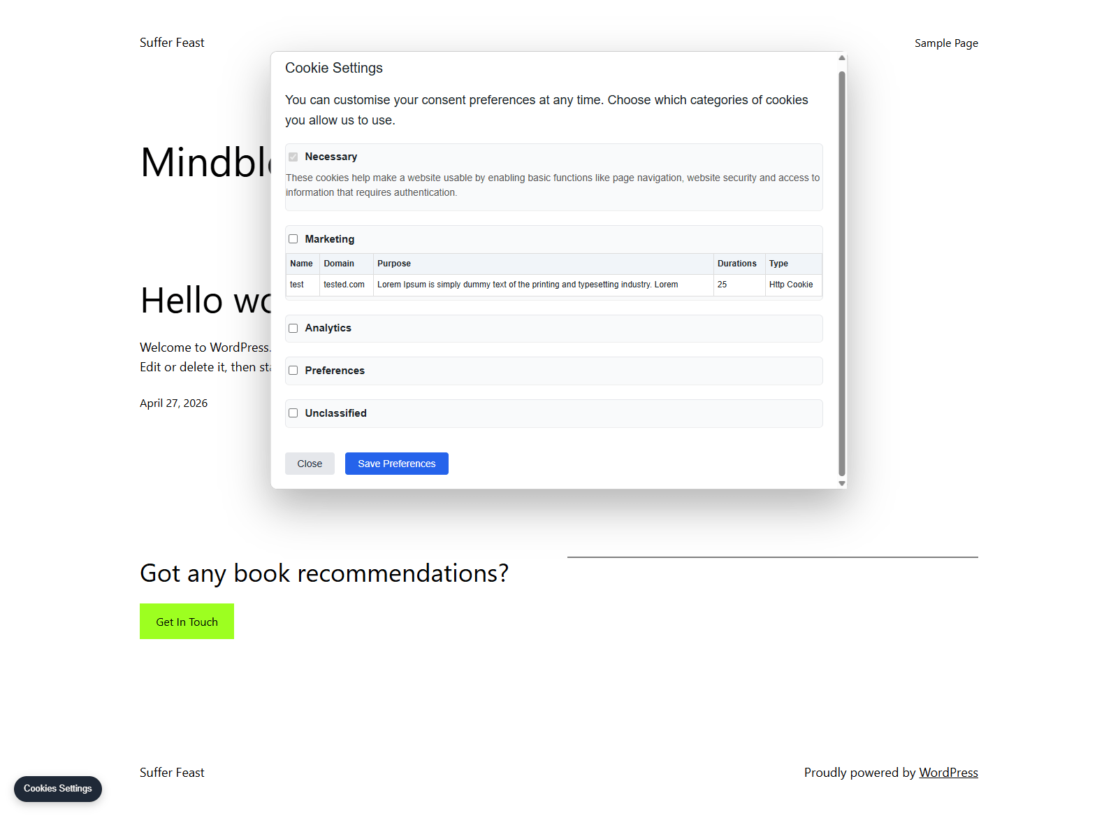 Frontend Expanded Preferences