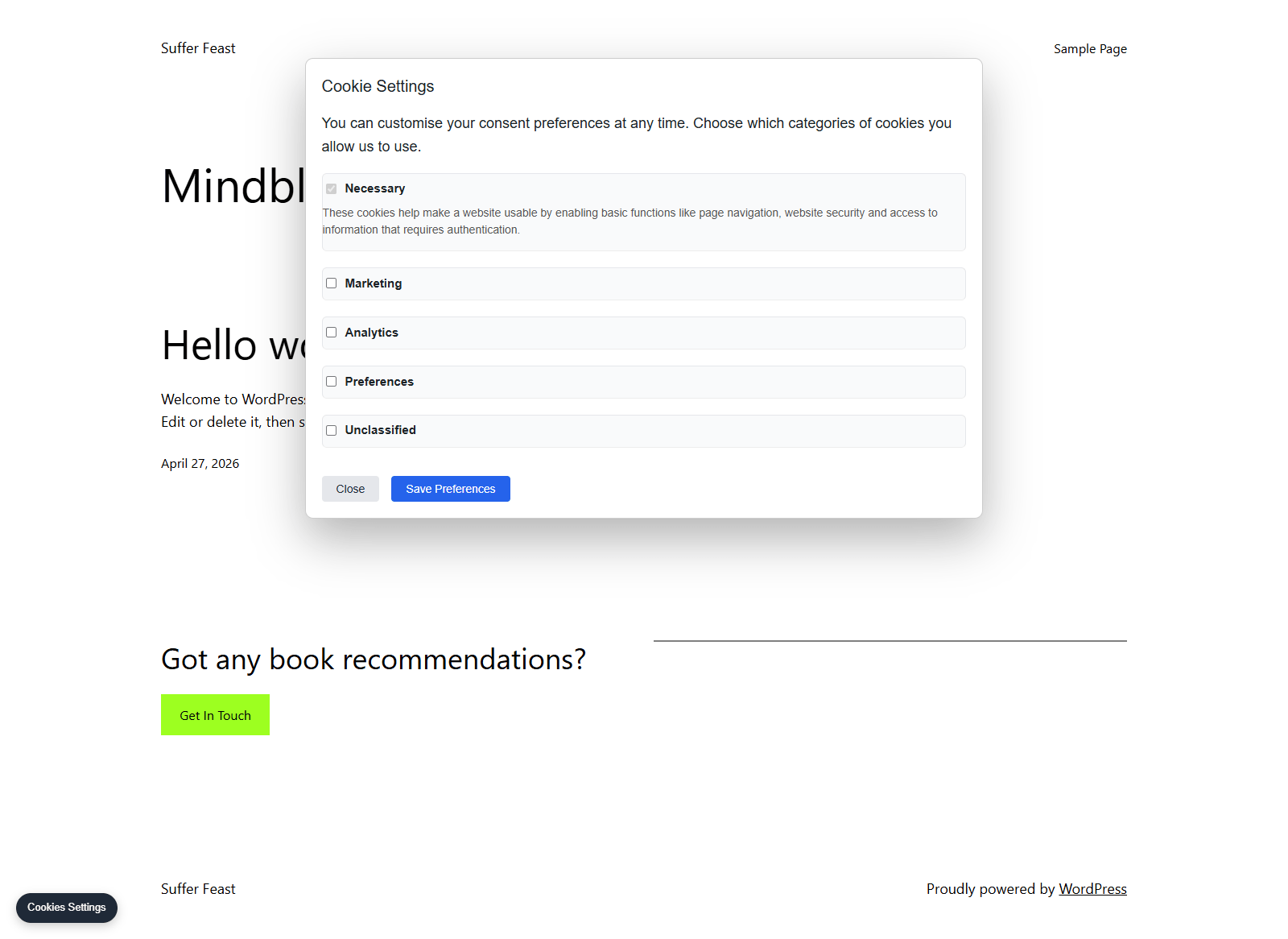 Frontend Popup with Overlay
