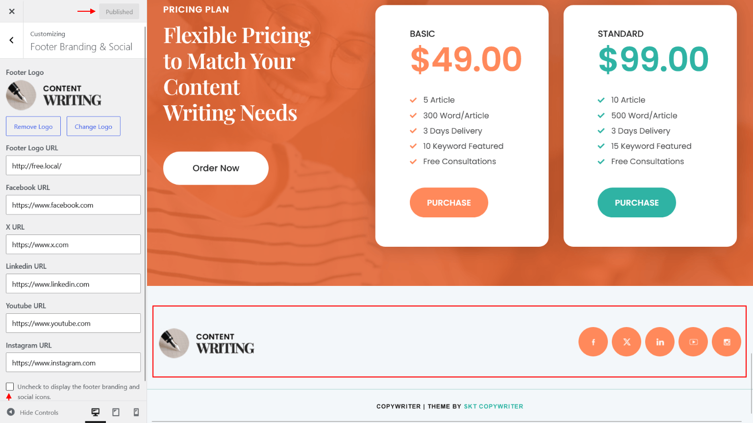 Copyright settings 2