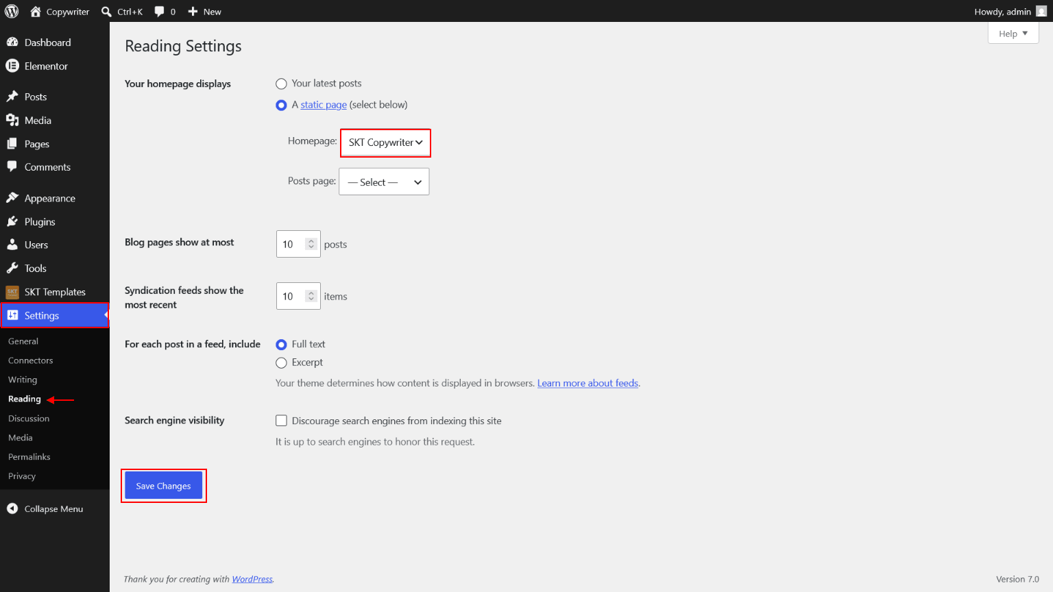 Assign static homepage