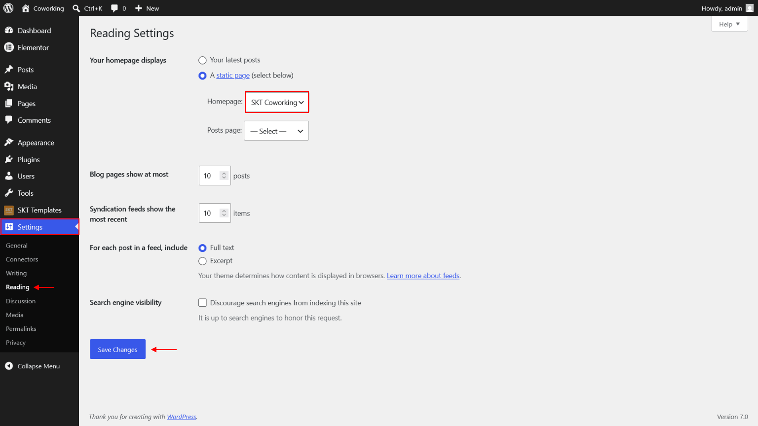 Assign static homepage